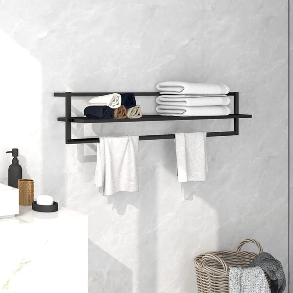 vidaXL Towel Rack Black Iron 37.4 in x 9.8 in x 8.7 in Towel Rack