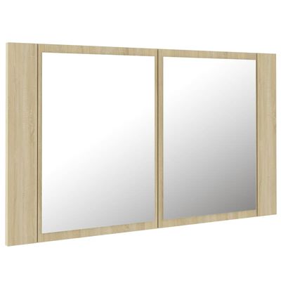vidaXL LED Bathroom Mirror Cabinet Sonoma Oak 31.5"x4.7"x17.7" Acrylic