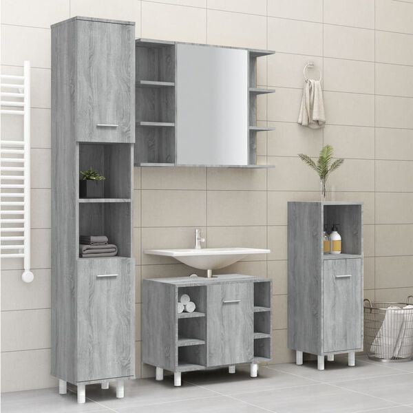vidaXL Bathroom Cabinet Grey Sonoma Engineered Wood Tall
