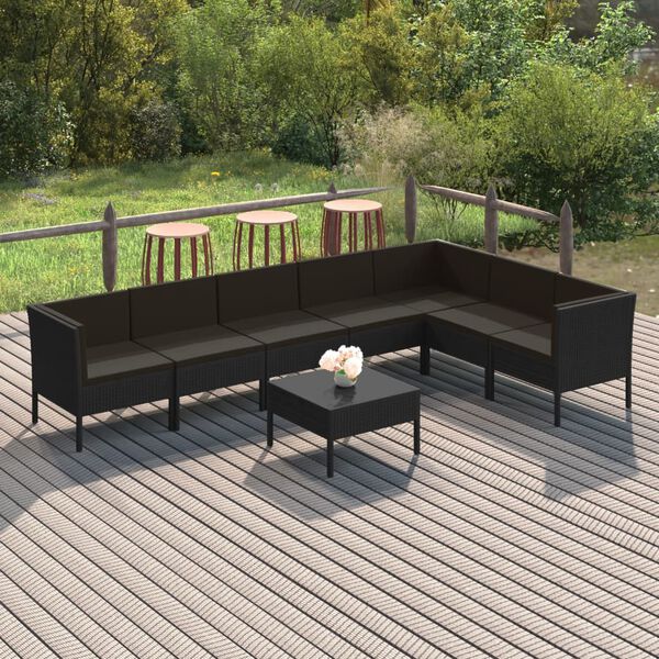 vidaXL Garden Lounge Set Black