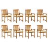 vidaXL Patio Chair Set of 8 Natural wood Solid acacia wood Adult