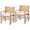 vidaXL Garden Table And Chair White Bamboo, Cotton, Polyester Small