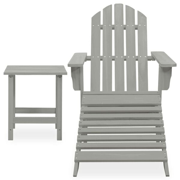 vidaXL Garden Chair Grey Solid Fir Wood Large Detachable Garden Chair