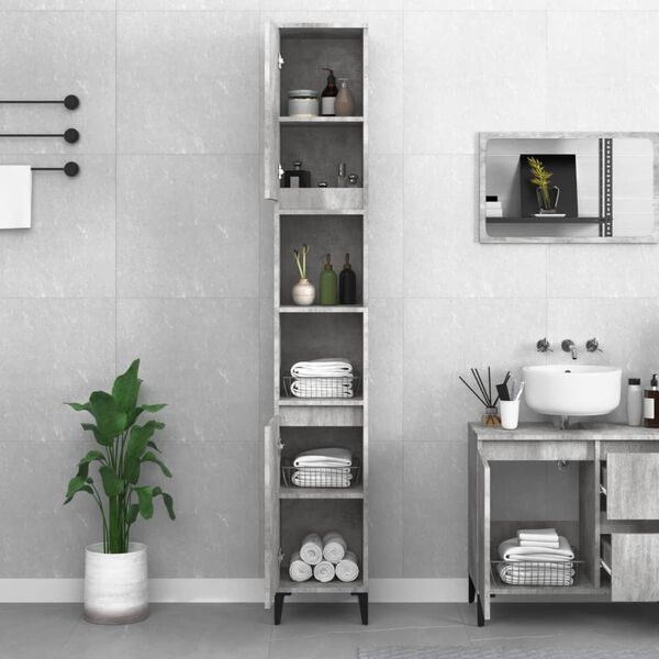 vidaXL Bathroom Cabinet Concrete gray Engineered wood, metal