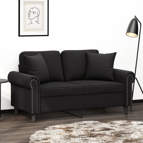 vidaXL 2-seater Sofa Black Velvet (100% polyester), Metal, Textilene