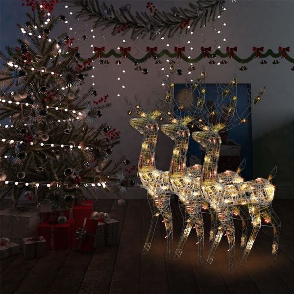 vidaXL Reindeer Christmas Decoration Set of 3 Multicolor Acrylic Large