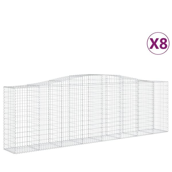 vidaXL Gabion Basket Set of 8 Silver Galvanized Iron Extra Large