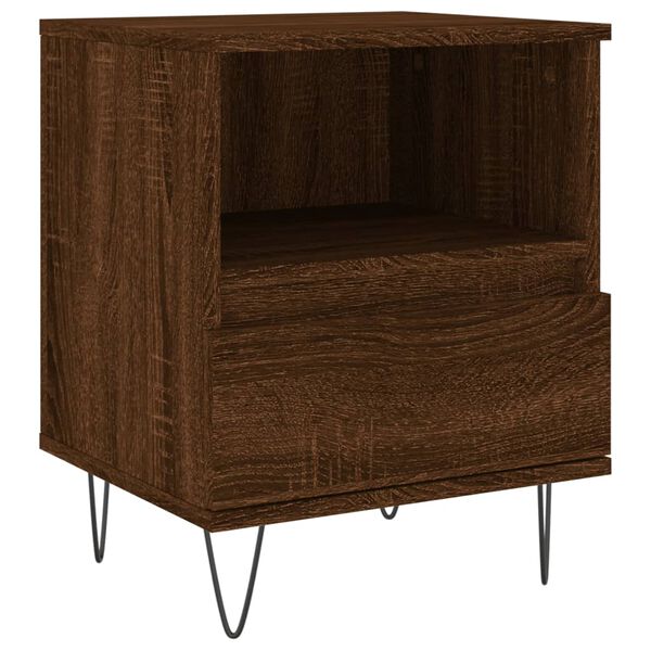 vidaXL Bedside Cabinet Brown Oak Engineered wood, Metal Medium