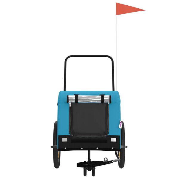 vidaXL Pet Bike Trailer Blue and Black Oxford fabric, iron, PVC