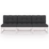 vidaXL Garden Sofa White Solid pinewood 3-seater Modular Outdoor Sofa