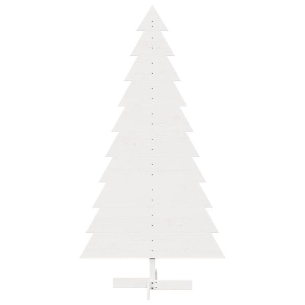 vidaXL Wooden Christmas Tree White Solid pine wood 70.9 in