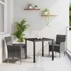 vidaXL Garden Dining Set with Cushion 3 pcs Grey Poly Rattan