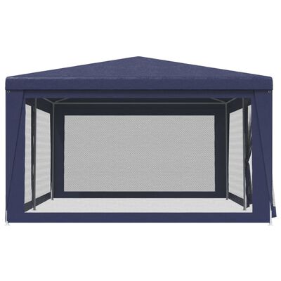 vidaXL Party Tent with 6 Mesh Sidewalls Blue 19.7'x13.1' HDPE