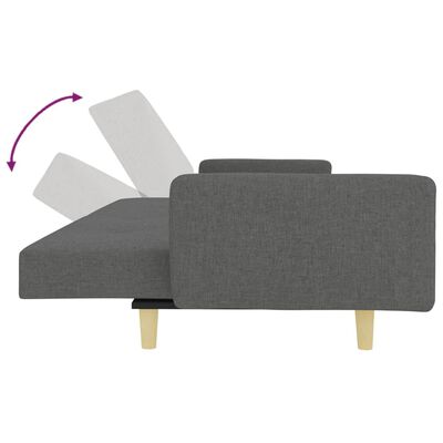 vidaXL 2-Seater Sofa Bed with Footstool Dark Gray Fabric