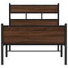 vidaXL Bed Frame Brown oak Steel, engineered wood Twin Bed Frame