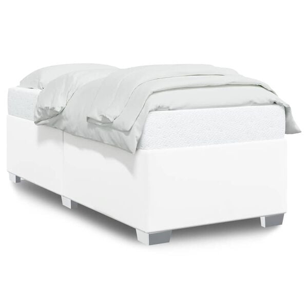 vidaXL Bed Frame White Faux leather, plywood, engineered wood Twin XL