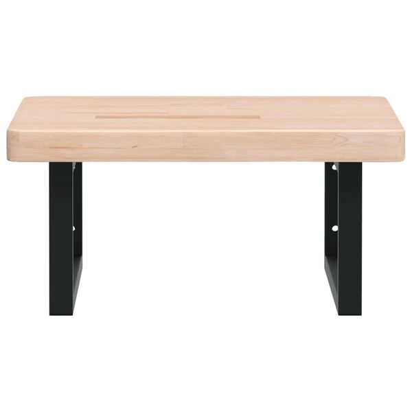 vidaXL Basin Shelf Oak, Black Solid Oak Wood, Steel 19.7 x 19.7 in