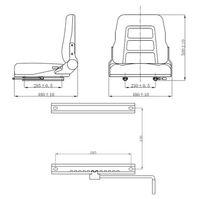 vidaXL Forklift & Tractor Seat with Adjustable Backrest Black