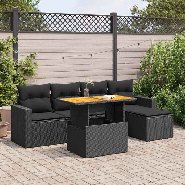 vidaXL Garden Sofa Set Black PE rattan Large Modular Garden Sofa Set