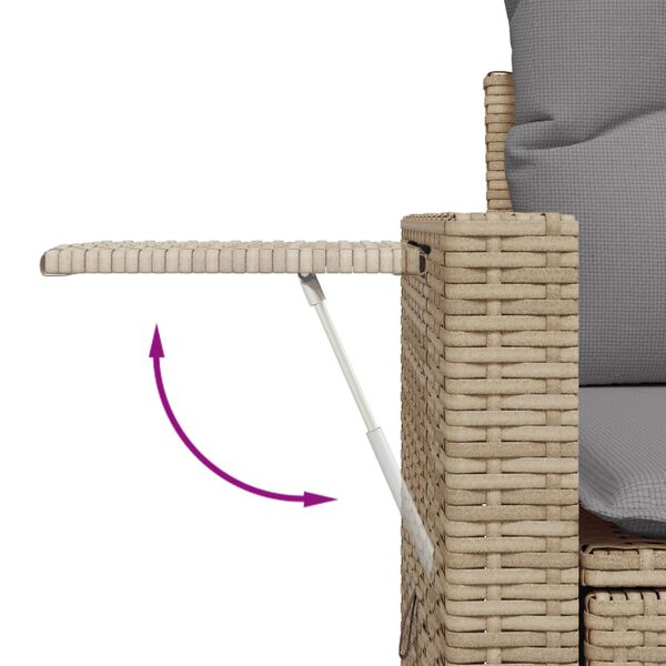vidaXL Garden Sofa Set Beige PE Rattan, Powder-Coated Steel, Polyester