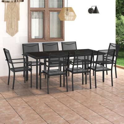 vidaXL 9 Piece Patio Dining Set Steel