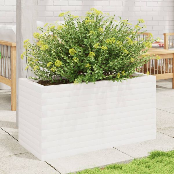 vidaXL Garden Planter White Solid pinewood 35.4 x 15.7 x 17.9 in