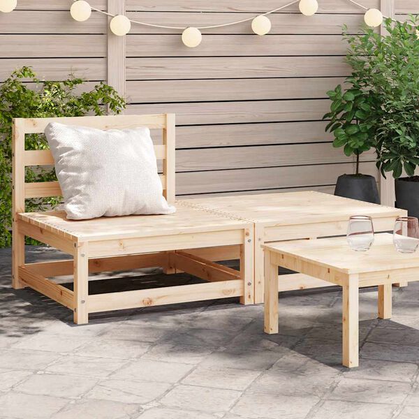 vidaXL Garden Sofa Natural Wood Solid Pine Wood Single Modular