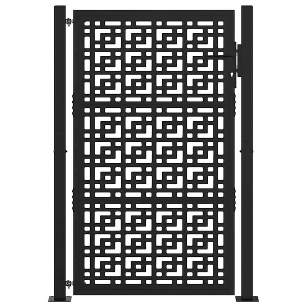 vidaXL Garden Gate Black 39.4x59.1" Steel Cross  Design