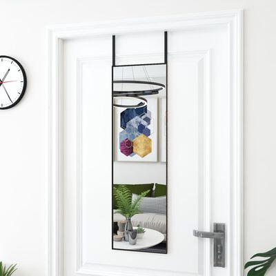 vidaXL Door Mirror Black 11.8"x39.4" Glass and Aluminum