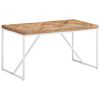 vidaXL Dining Table Natural wood with white legs