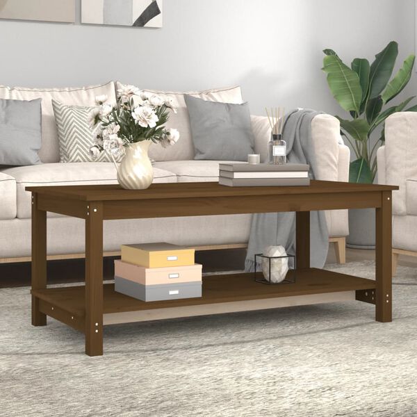 vidaXL Coffee Table Honey Brown Solid pine wood