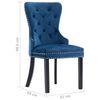 vidaXL Dining Chair Set of 4 Blue Velvet, solid rubber wood Standard