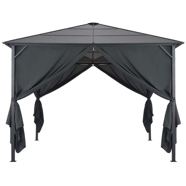 vidaXL Gazebo with Curtain Aluminum 9.8'x9.8' Black