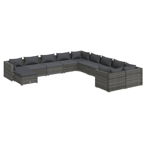 vidaXL Garden Lounge Set Poly rattan: Grey, Cushion: Anthracite