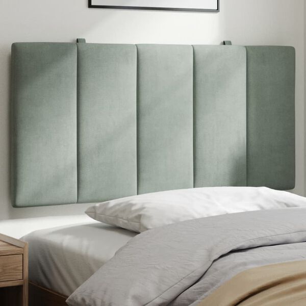 vidaXL Headboard Cushion Light grey Velvet (100% polyester), Foam