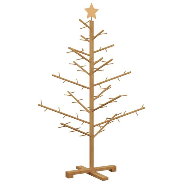 vidaXL Wooden Christmas Tree with Stand Brown 49.21 in Solid pine wood