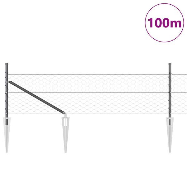 vidaXL Fence with Posts Gray 0.5 x 100 m PVC-coated steel