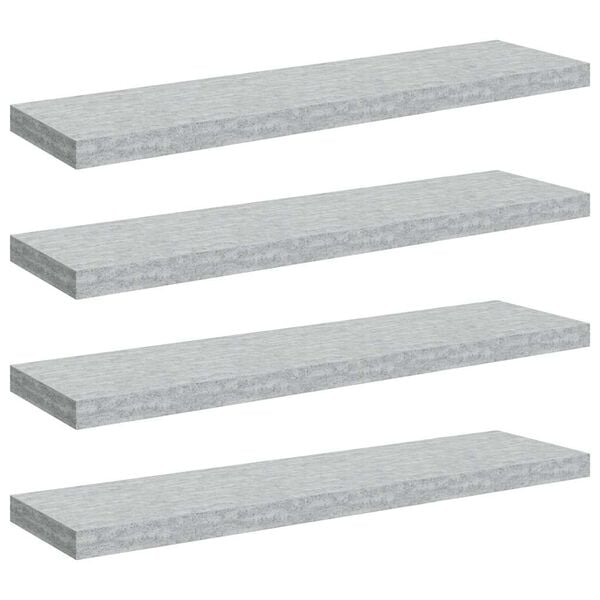 vidaXL Wall Shelf Set of 4 Concrete grey Honeycomb MDF, metal