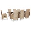 vidaXL Patio Dining Set Set of 8 Beige Poly Rattan Large