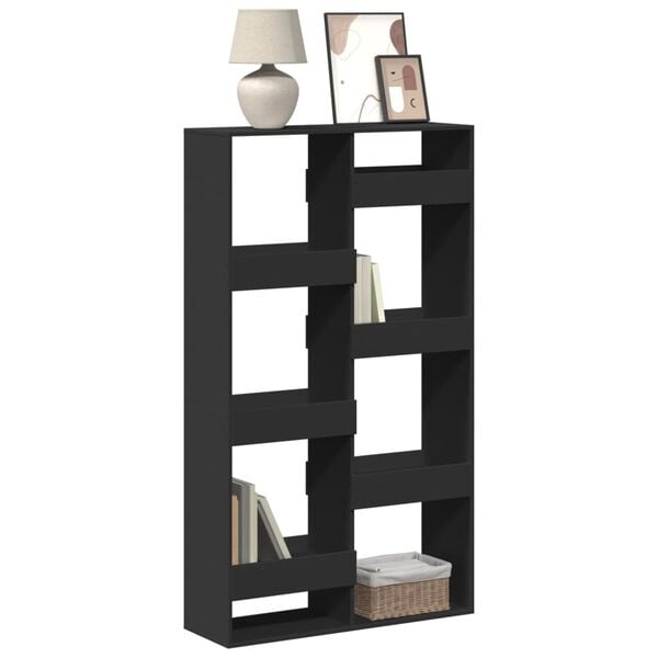 vidaXL Bookcase Black Engineered Wood Bookcase Rectangular Modern