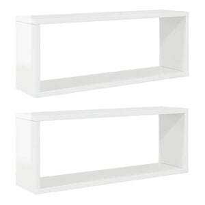 vidaXL Wall Shelf Set of 2 High gloss white Engineered wood Medium