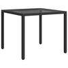 vidaXL Garden Table Black Poly rattan, powder-coated steel, tempered glass