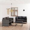 vidaXL Garden Lounge Set Grey PE Rattan, powder-coated steel, polyester
