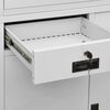 vidaXL Office Cabinet Light Grey Steel and Tempered Glass Large