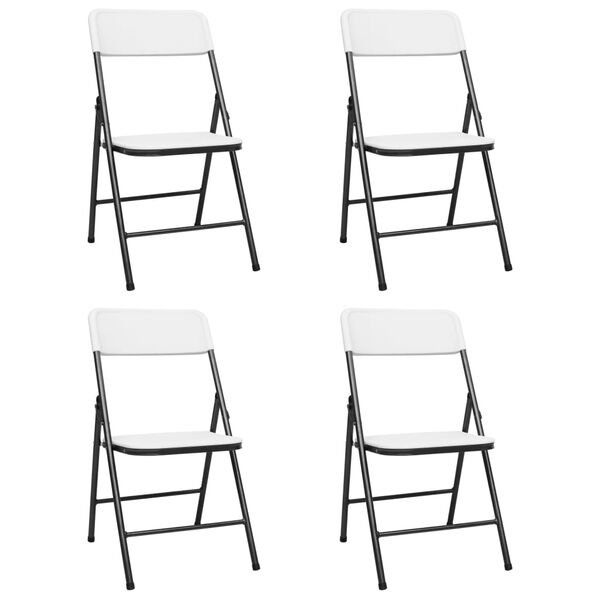vidaXL Garden Chair Set of 4 White HDPE, Metal Standard Foldable