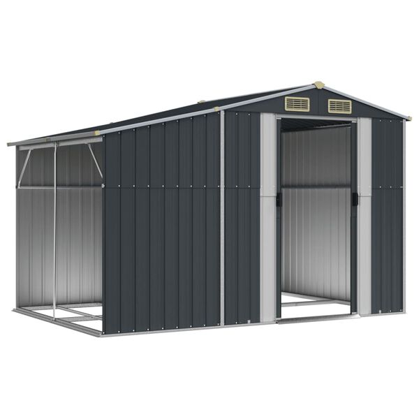 vidaXL Garden Shed Anthracite Galvanized steel, Polypropylene Large