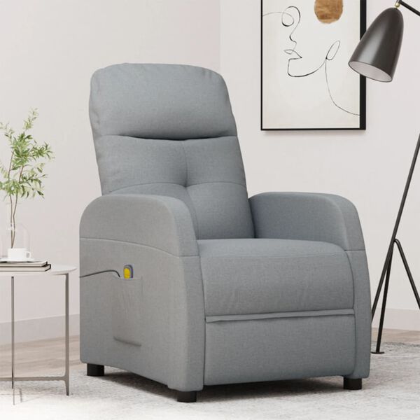 vidaXL Massage Chair Light grey Fabric (100% polyester), plywood, iron