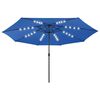 vidaXL Garden Parasol with LED Lights and Metal Pole 157.5" Azure Blue