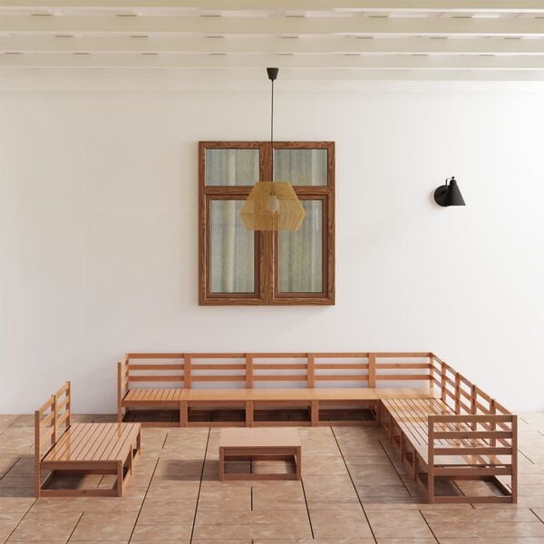 vidaXL Garden Lounge Set Honey brown Solid pine wood Large Modular