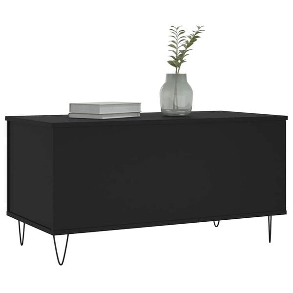 vidaXL Coffee Table Black Engineered wood, metal Medium Storage